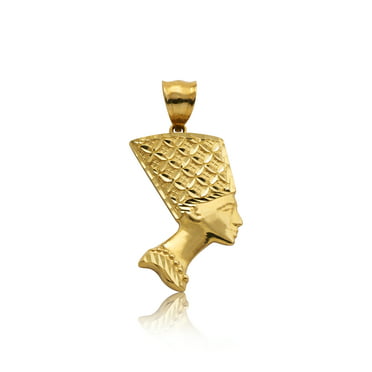 0.79 in x 0.35 in 10K Gold Solid Bust of Nefertiti Charm Pendant 